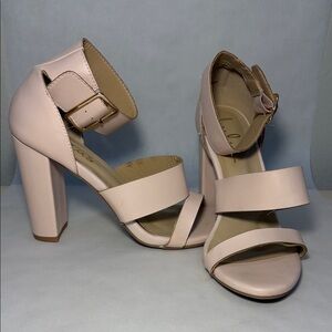 Lulu's Blush Pink Block Heel Sandals